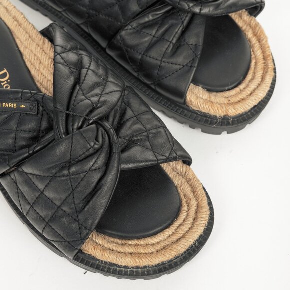 Christian Dior DTwist Black Cannage Quilted Slide Sandals - Picture 7 of 11